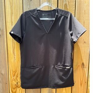 FIGS Technical Collection Black Scrub Set Casma V-Neck Top Zamora Jogger Pants S
